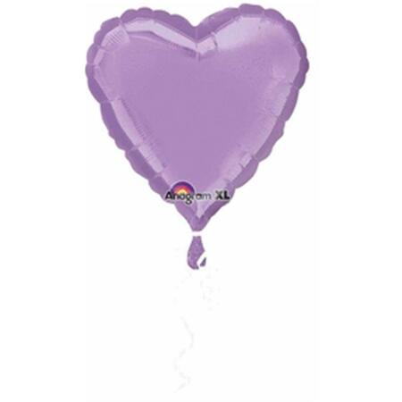 ANAGRAM 18 in. Pearl Lavender Heart Foil Flat Balloon, 5PK 51926